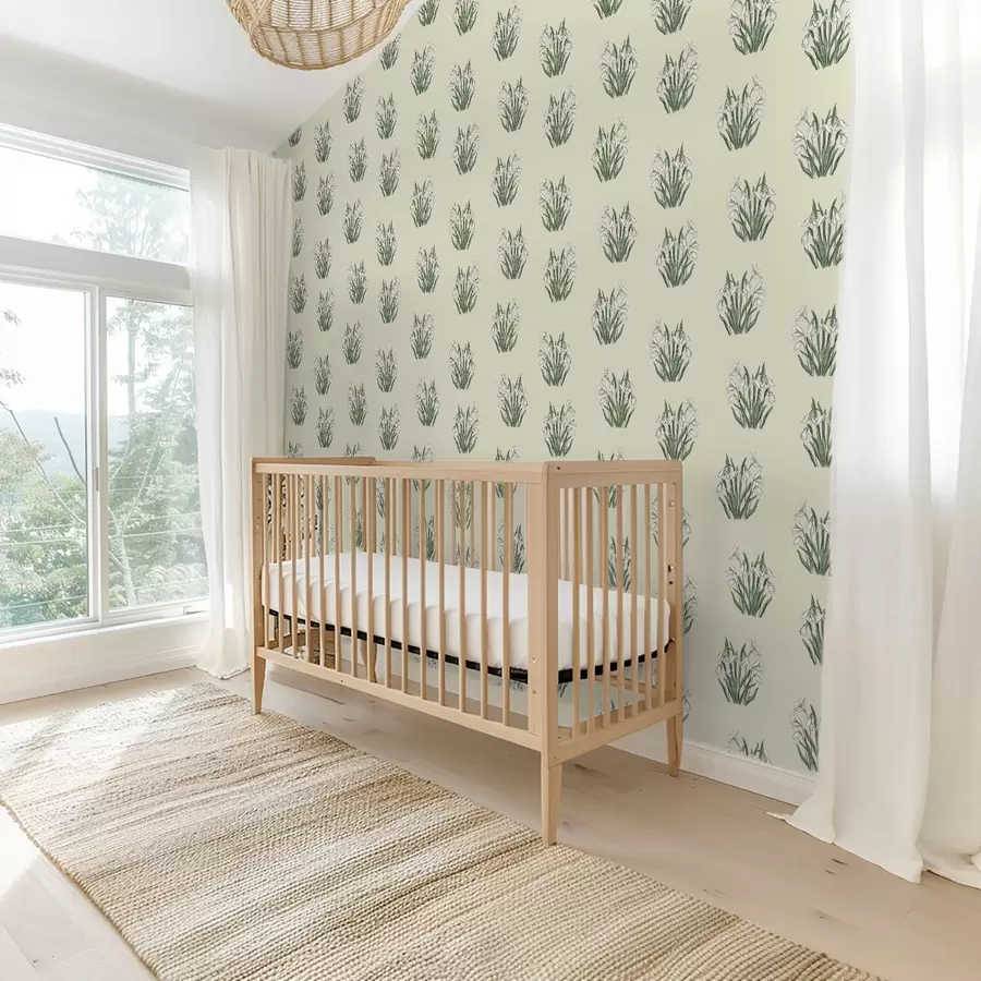 Фототапет Зимни звезди с зелени листа на кремав фон a00651v2