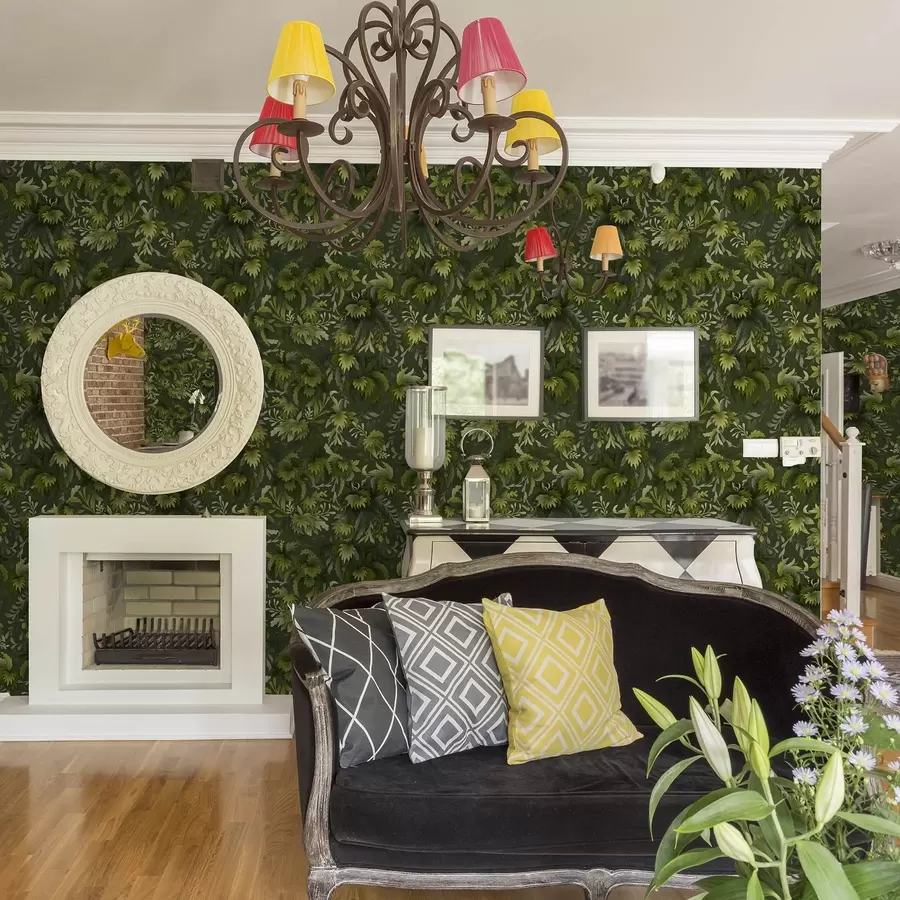 Фототапет Гъста зелена листа на тъмнозелен фон a00805