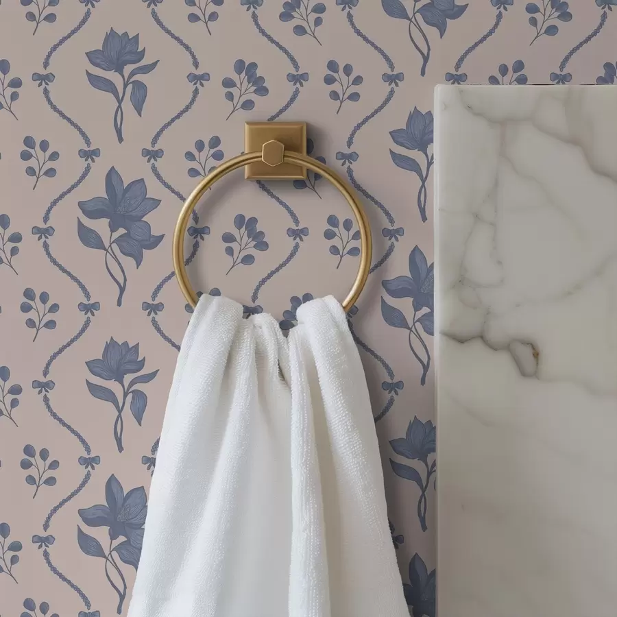 Фототапет Малки цветя и панделки в сини и розови нюанси a00808v3