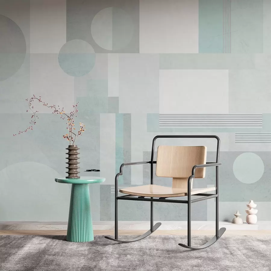 Фототапет абстрактна геометрия в сиво-зелени тонове w04635v3