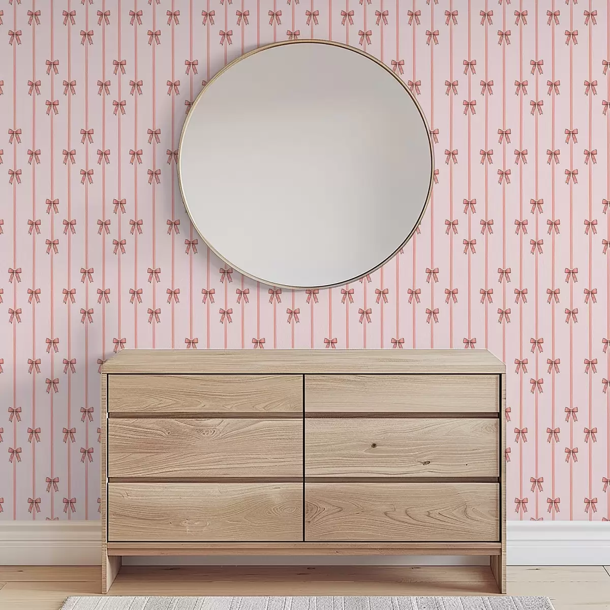 Тапети Вертикални панделки с панделки, прахово розов фон a00653v2