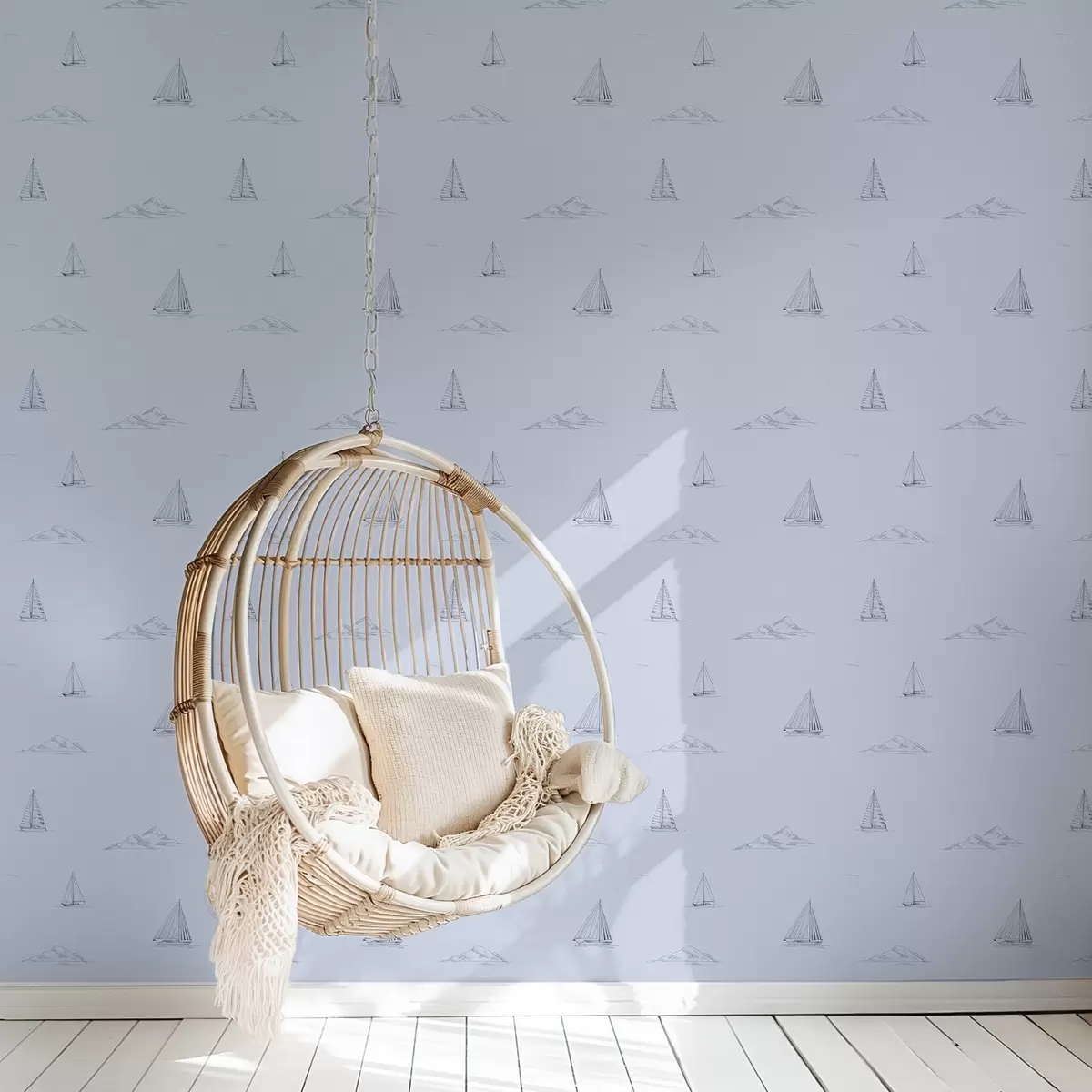 Тапети Скицирайте яхти и острови, син фон a00654v3