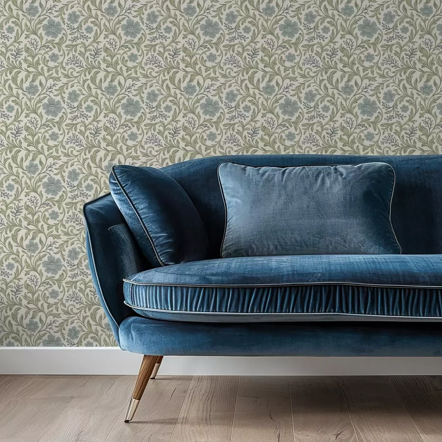 Фототапет Светлосив флорален орнамент на светъл фон a00712