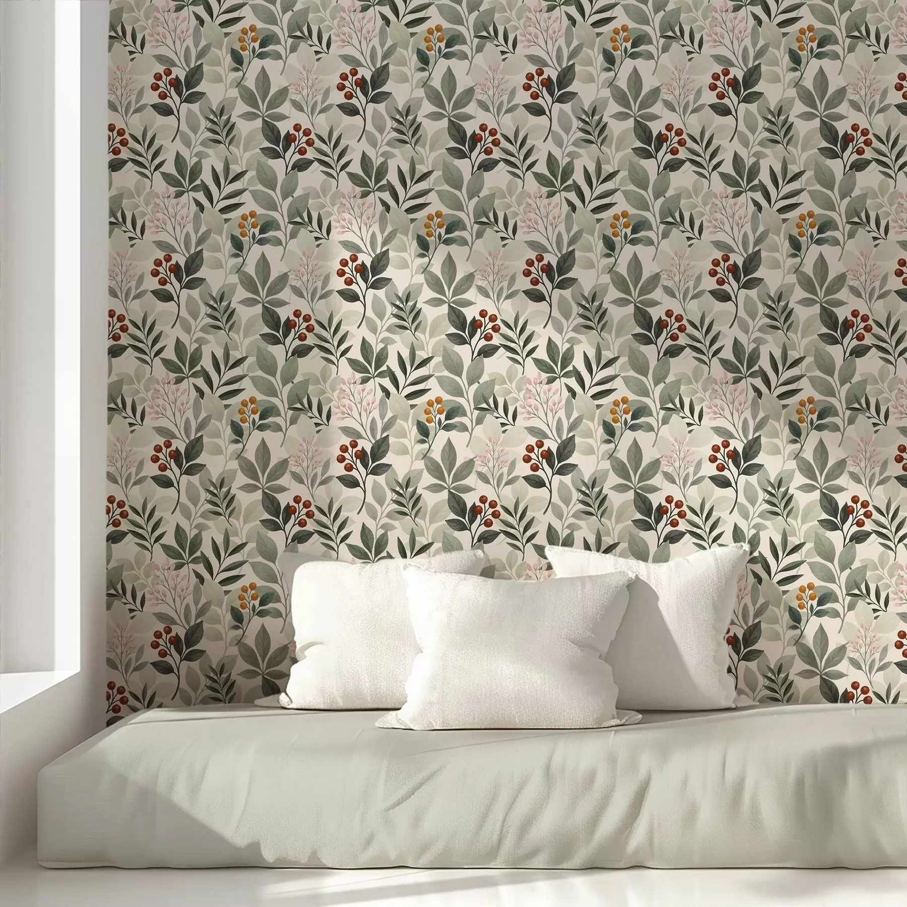 Фототапет Листа с плодове, светъл фон a00713