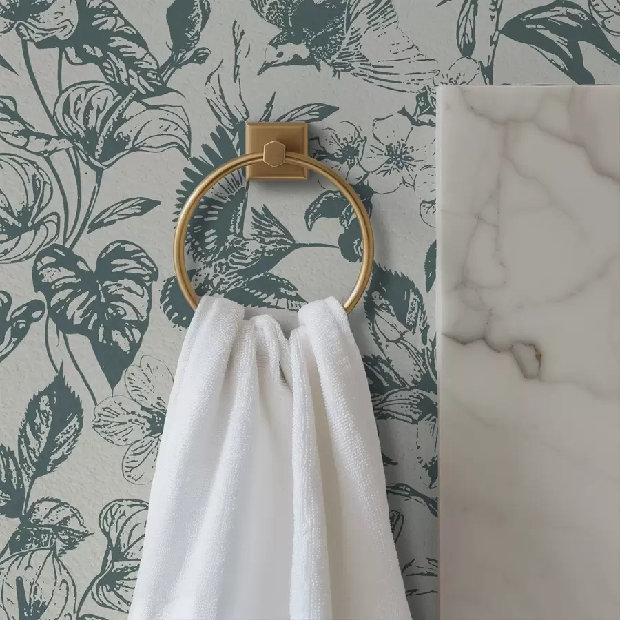 Фототапет Монохромен флорален орнамент с птици a00737