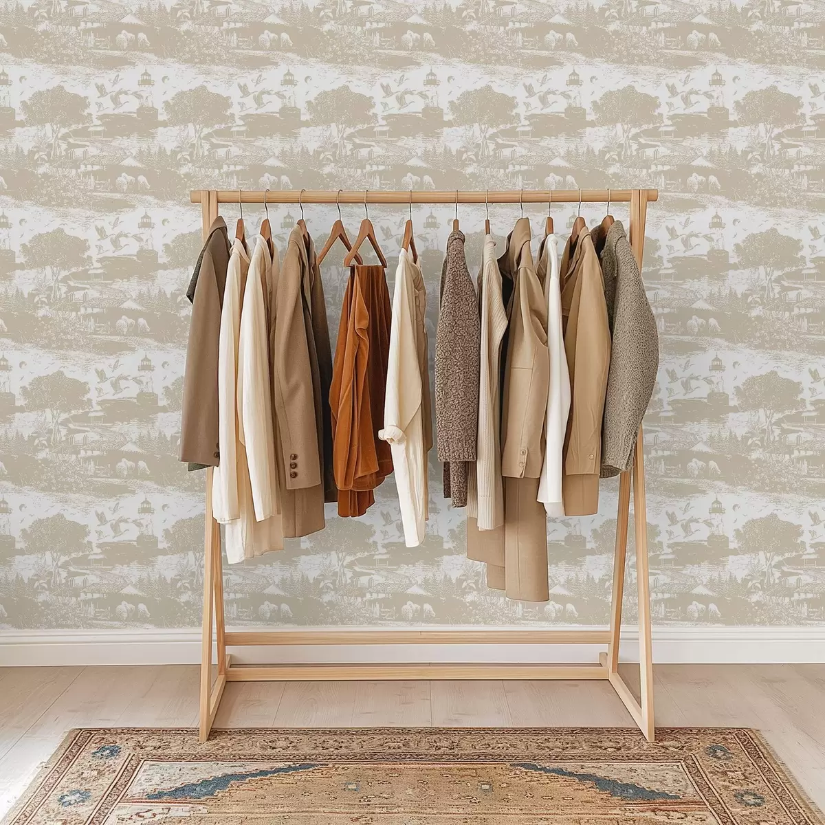 Тапети Сцена с фара, дървета и къщи в сиена a00739