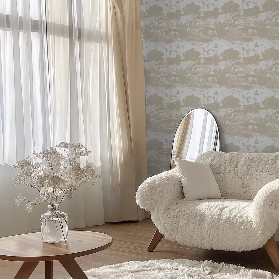 Фототапет Сцена с фара, дървета и къщи в сиена a00739