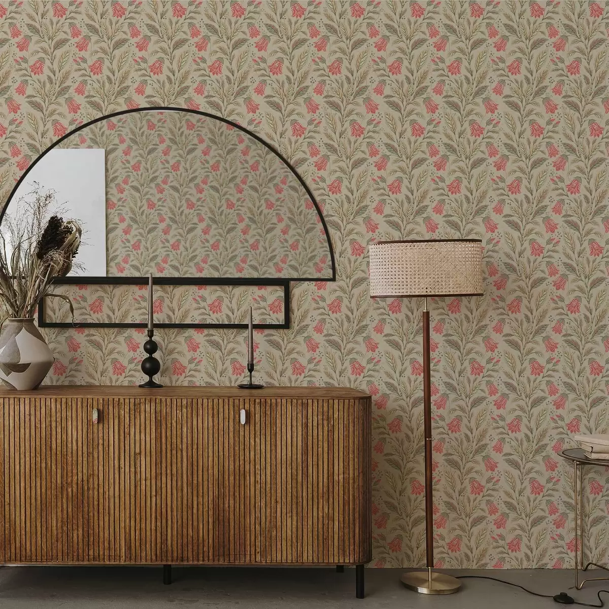 Тапети Малки цветя с камбанки в розово-зелена палитра a00760