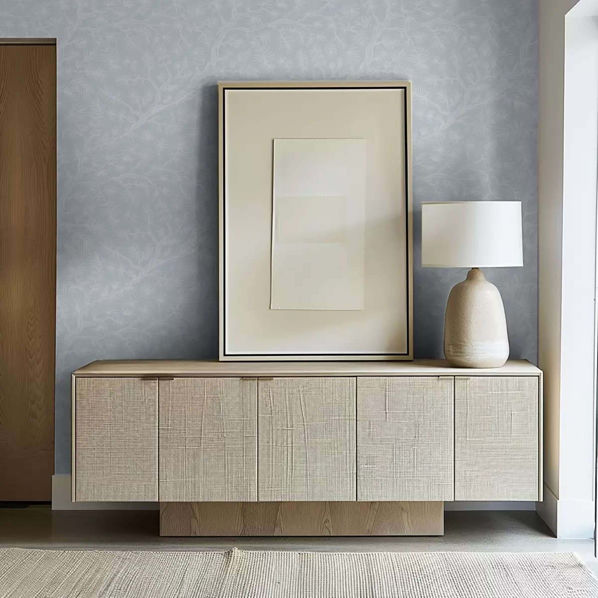 Тапети Борови клони в светли тонове на син фон a00838