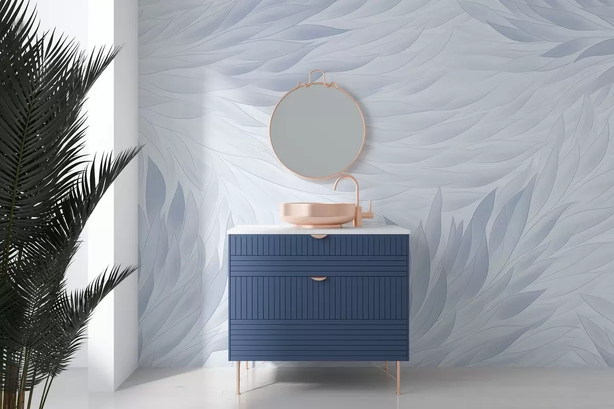 Фототапет Вълнообразни листа в светлосини тонове w04610v1