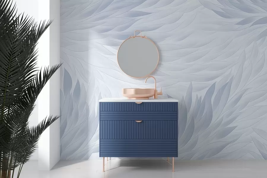 Фототапет Вълнообразни листа в светлосини тонове w04610v1