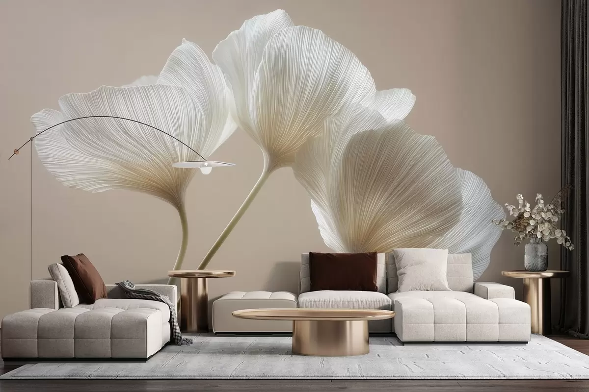 Фототапет три нежни цветя на бежов фон w04810