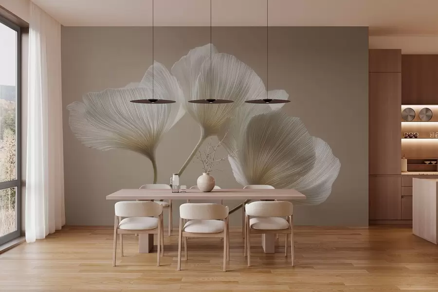 Фототапет три нежни цветя на бежов фон w04810