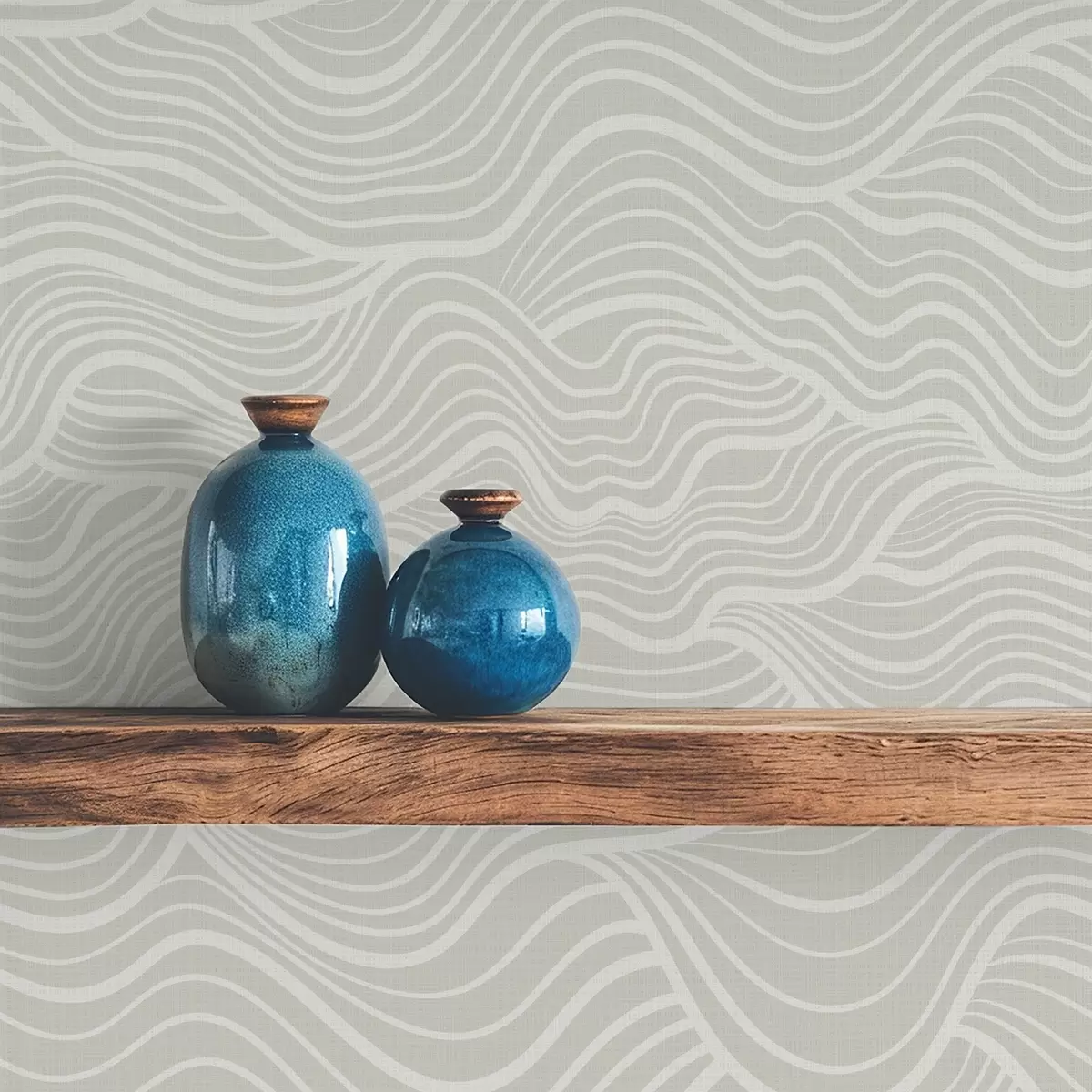 Тапети Вълни на сиво-маслинено фоново с текстура на плат a00681