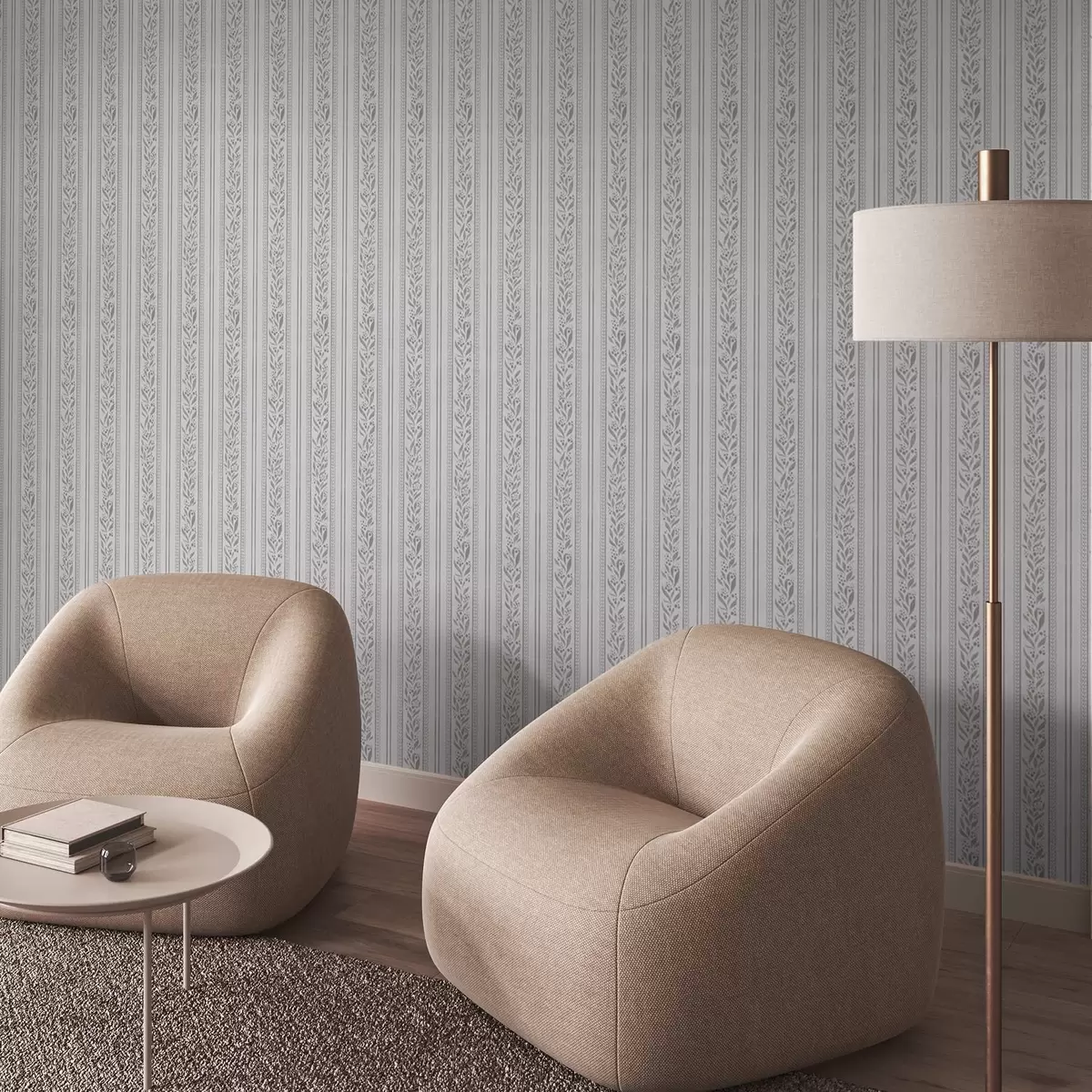 Тапети Райета с дантела и клончета на хладно бяло a00814v1