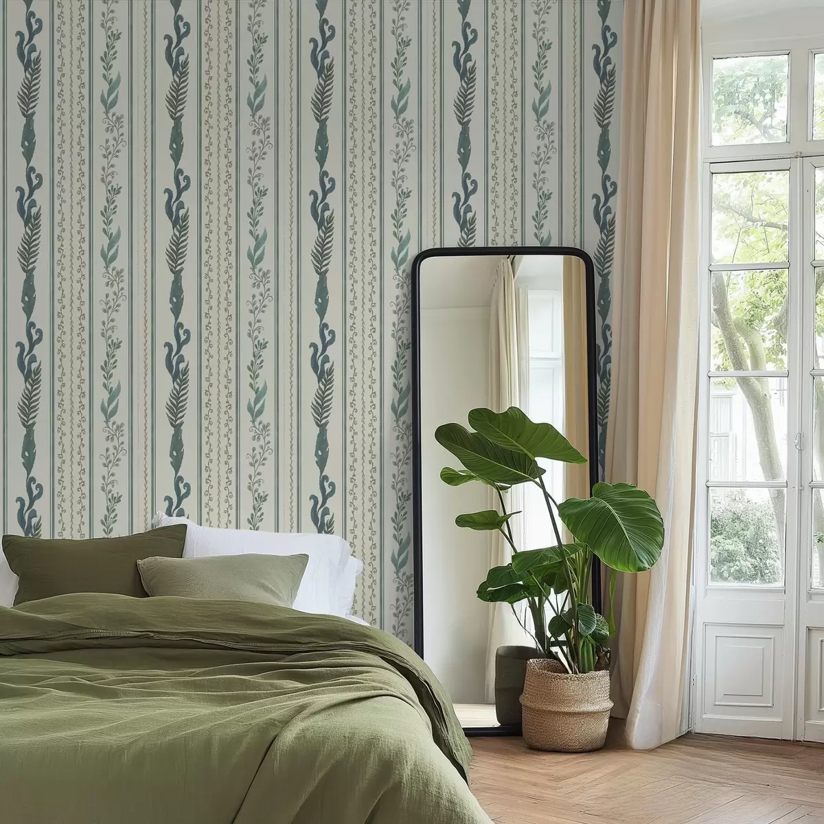 Тапети Ивици с клонки и къдрици върху топло млечно фоново a00823v2