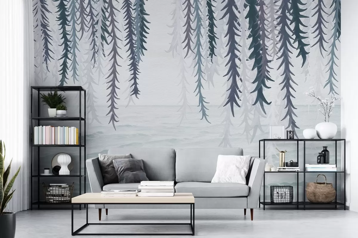 Фототапет Деликатни лози, висящи над вода, в стил акварел w04830v3