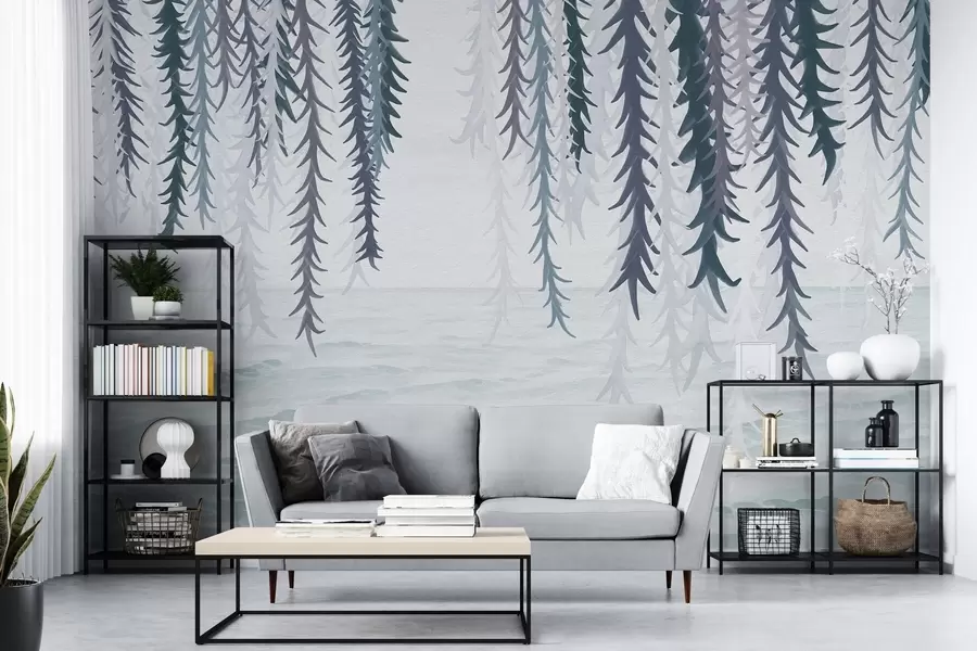 Фототапет Деликатни лози, висящи над вода, в стил акварел w04830v3