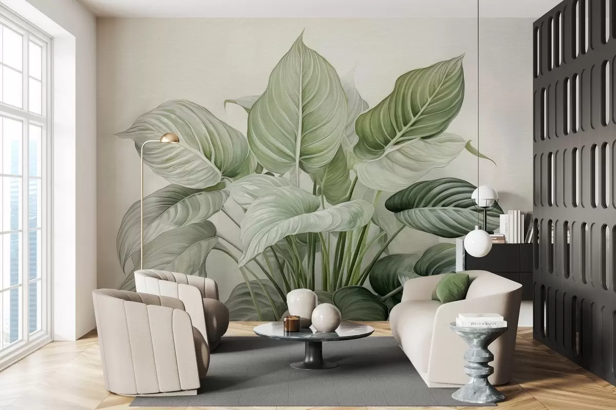 Фототапет Буйна храст от зелени листа на стената w04835