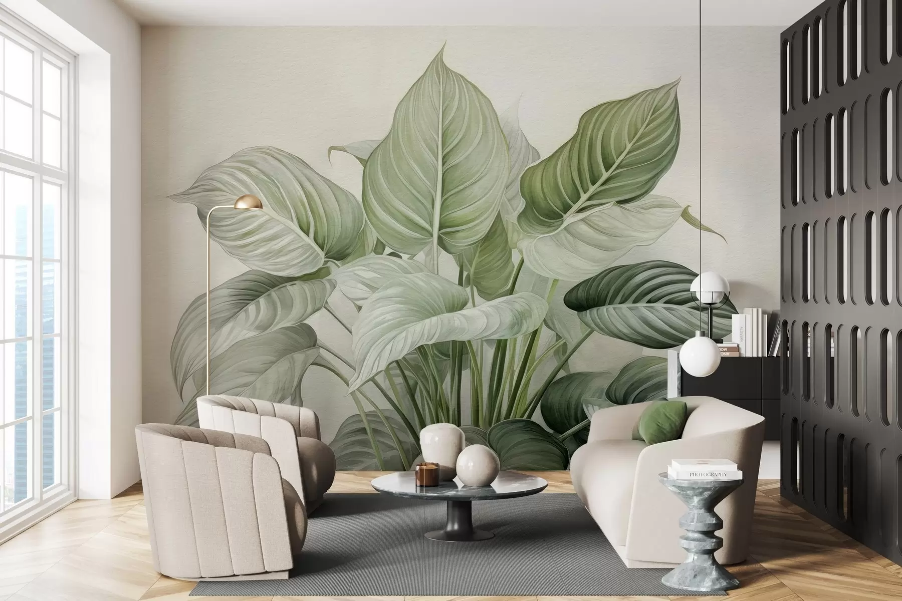 Фототапет Буйна храст от зелени листа на стената w04835