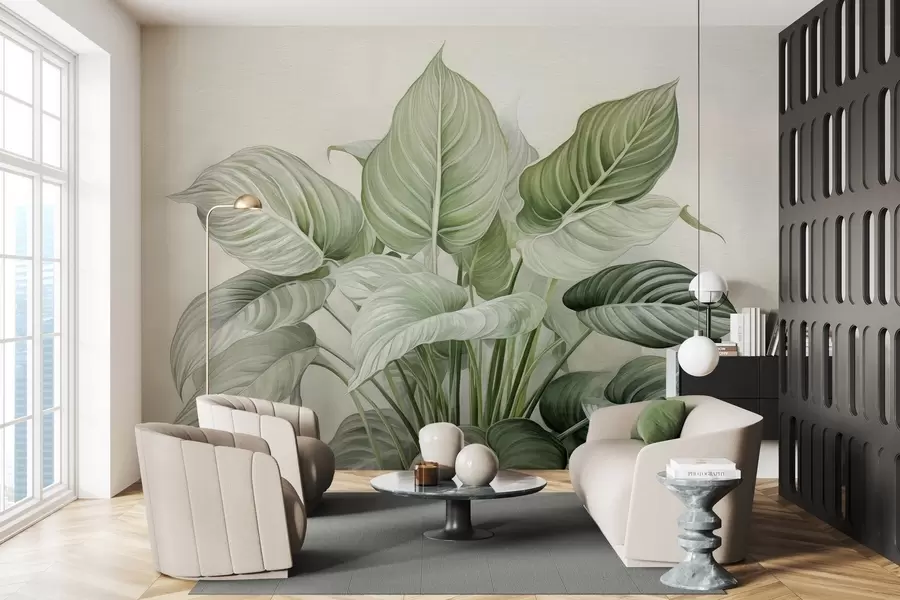 Фототапет Буйна храст от зелени листа на стената w04835