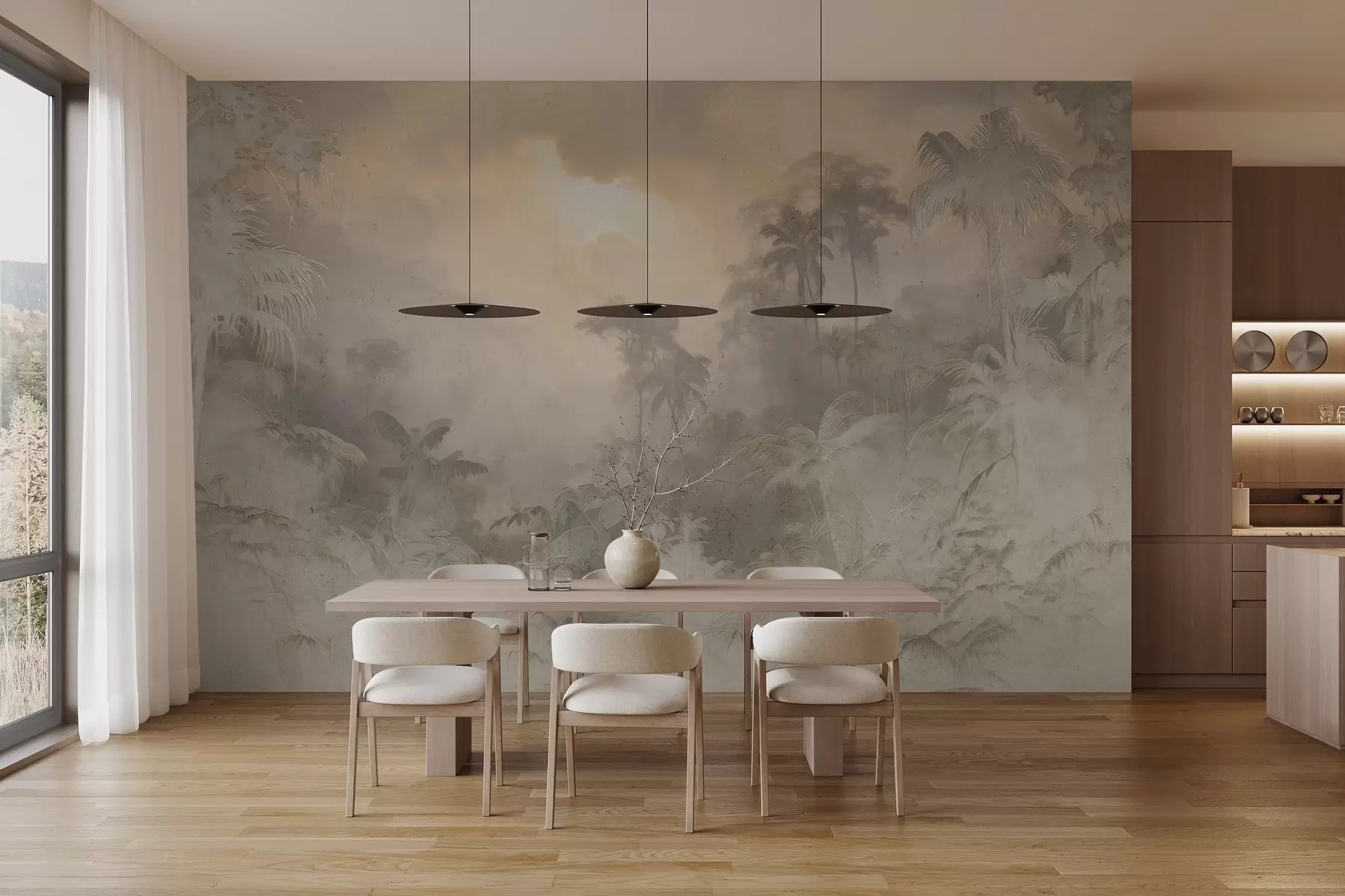 Фототапет Стилизирана джунгла на стената w04839