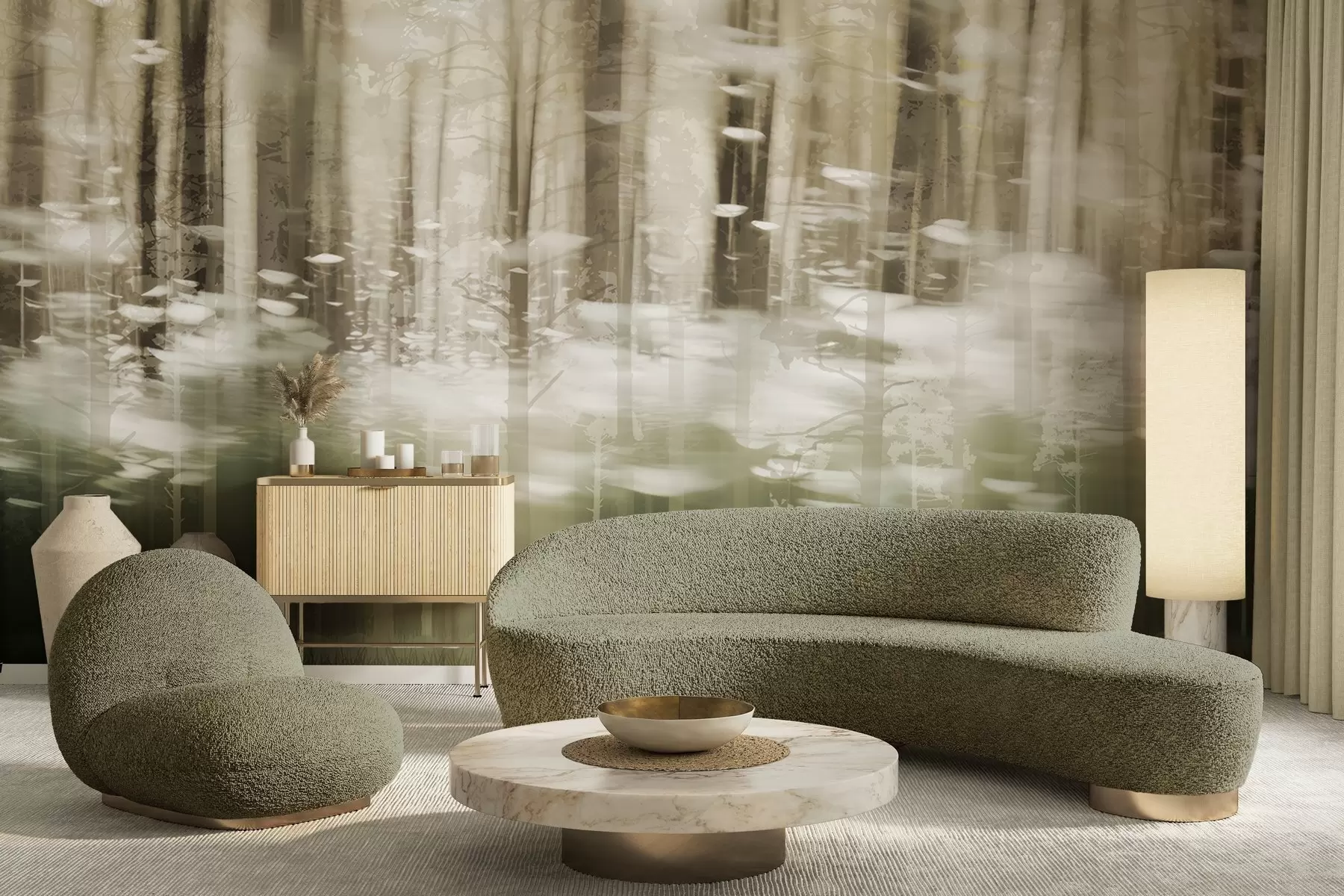 Фототапет Стилизирани дървесни стволове в пастелни цветове w04844