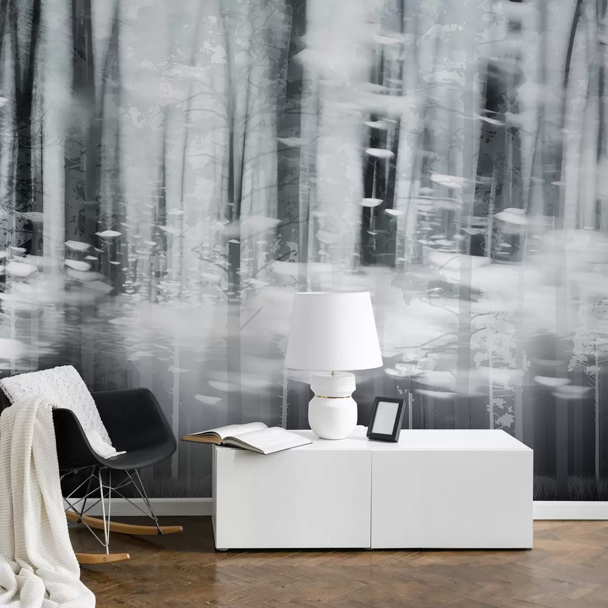 Фототапет Стилизирани дървесни стволове в пастелни цветове w04844v2