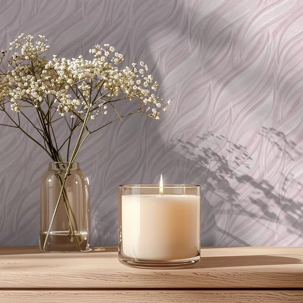 Тапети Текстурирани вълни с четка, прахово розово a00688v1