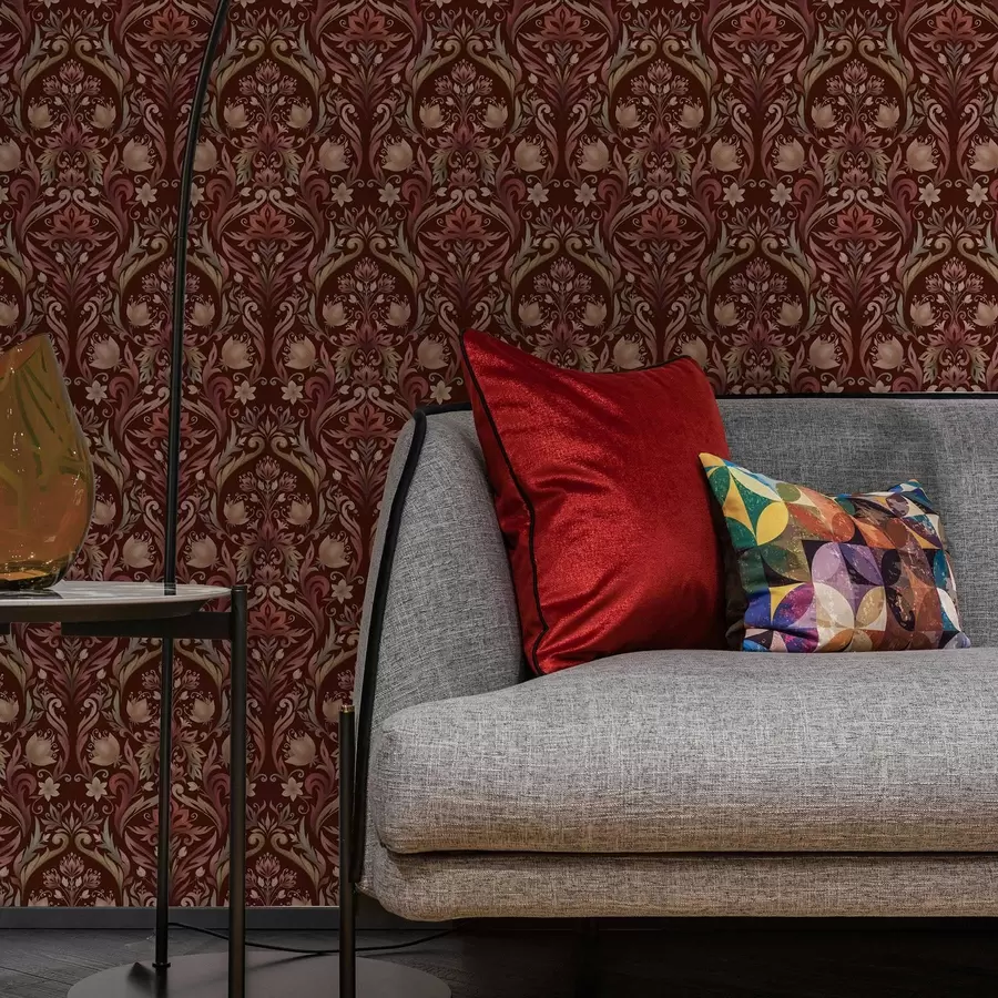 Фототапет Орнамент с лалета, богат бордо фон a00827v2