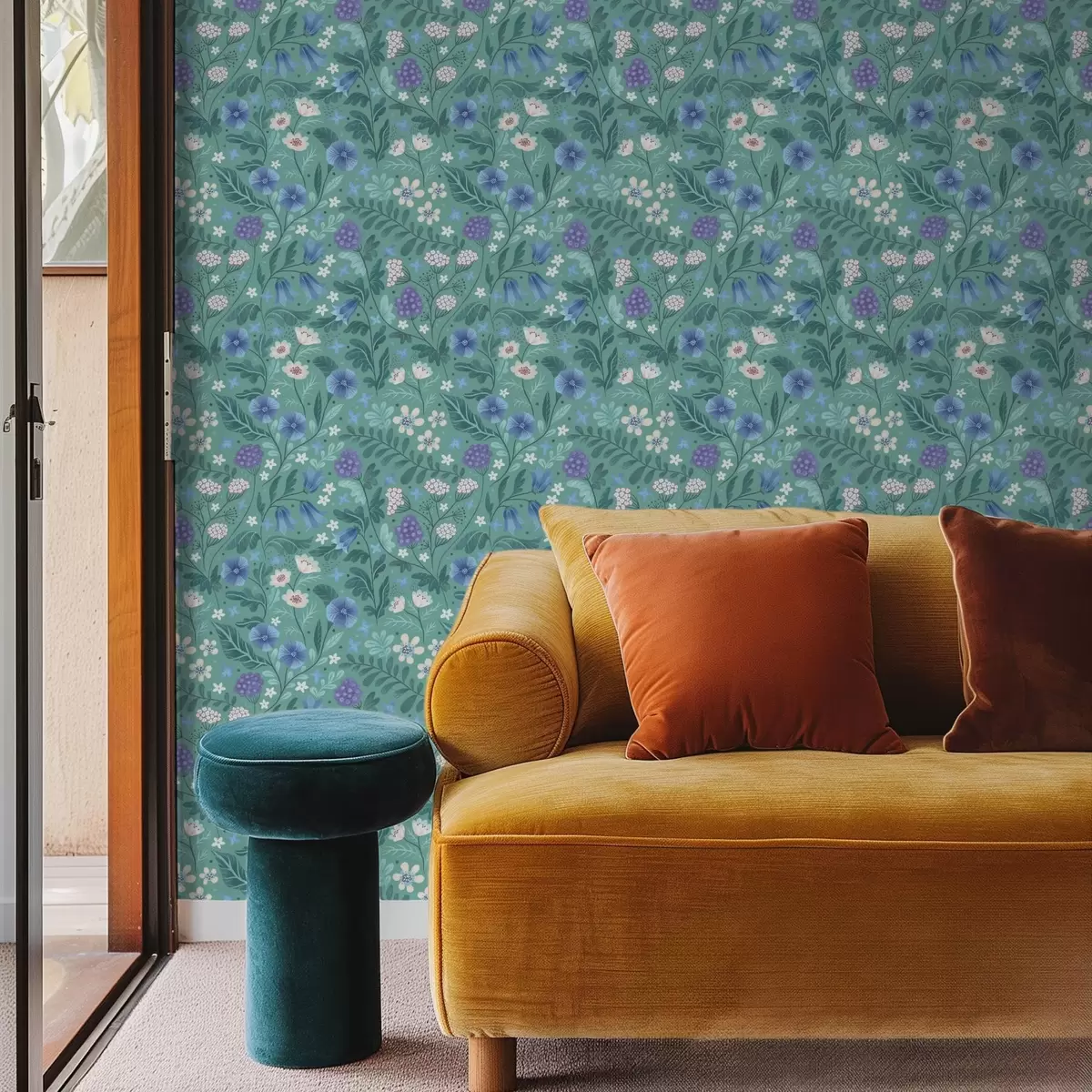 Тапети Диви цветя и плодове на мек ментов фон a00849