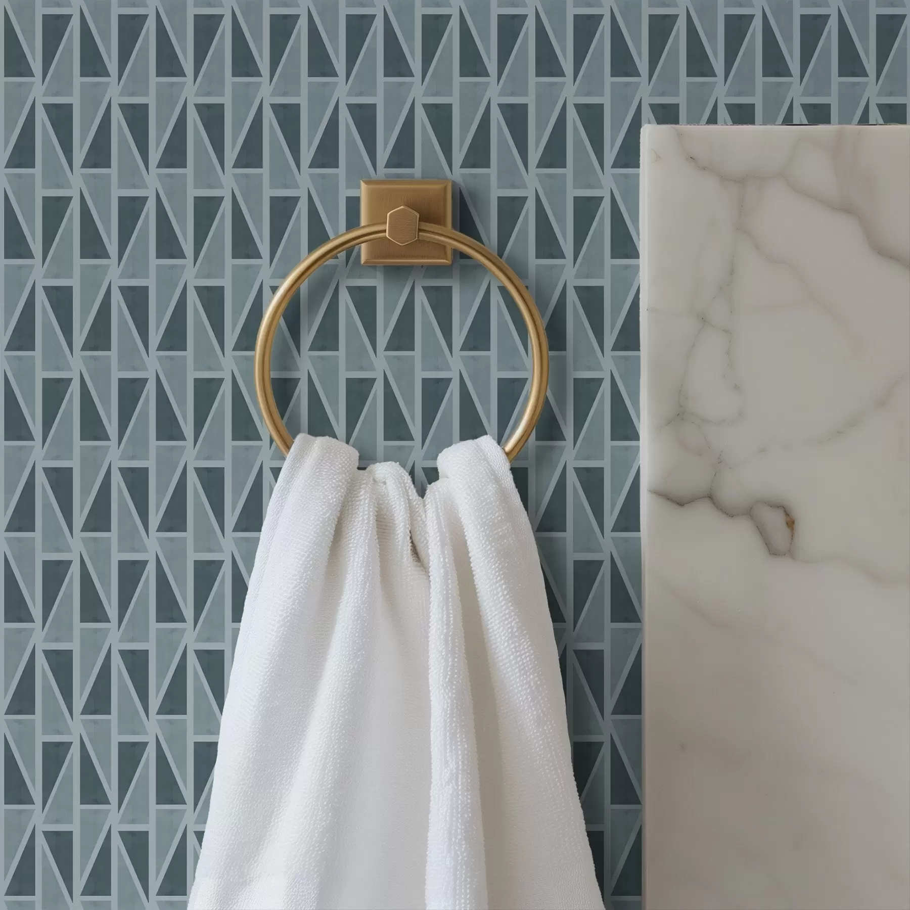 Фототапет Стъклена решетка в цвят тюркоаз с диагонални подпори a00902