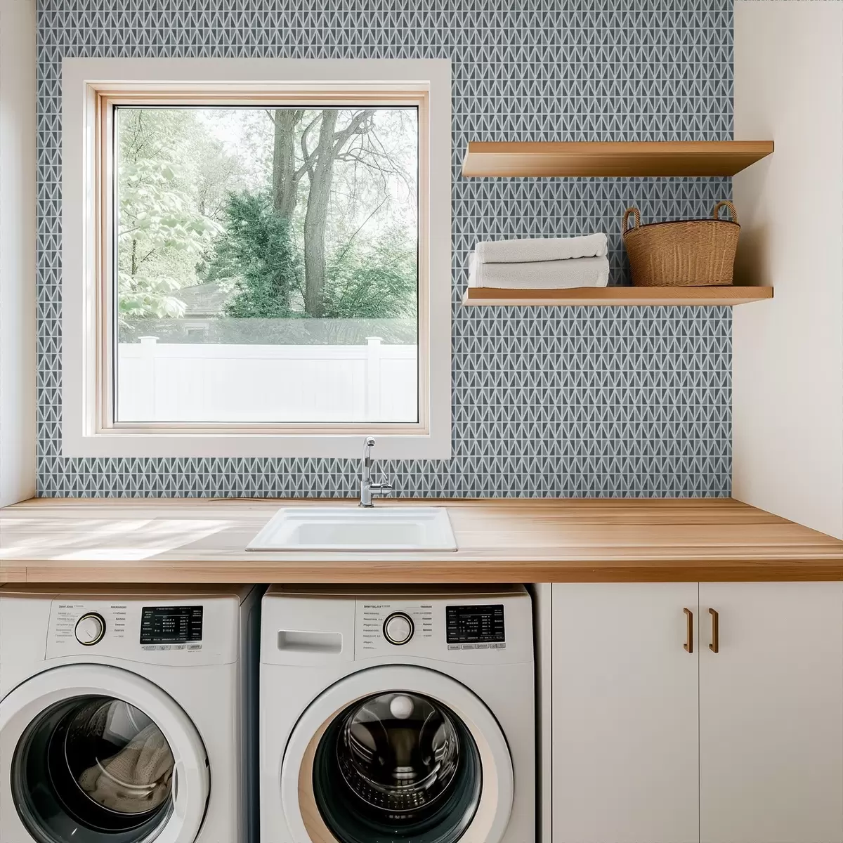 Тапети Фина бяла диамантена решетка върху приглушен тюркоазен цвят a00903