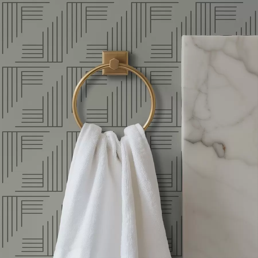 Фототапет Линейни ъглови блокове, образуващи квадрати в топло сиво a00907