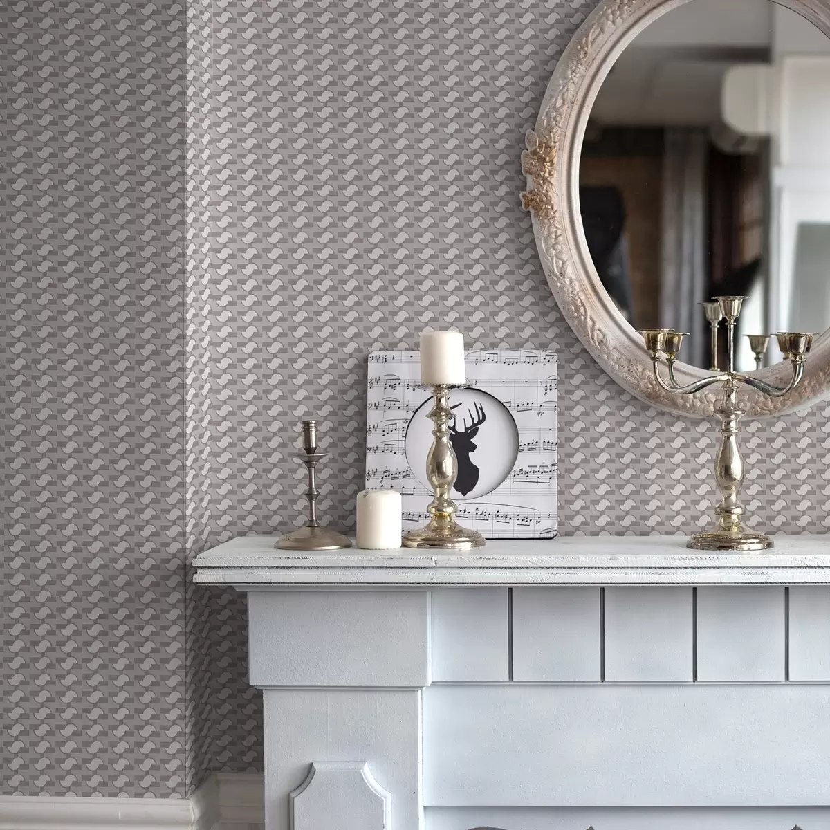 Тапети Модулни плочки в лилаво с свързани полукръгове a00915