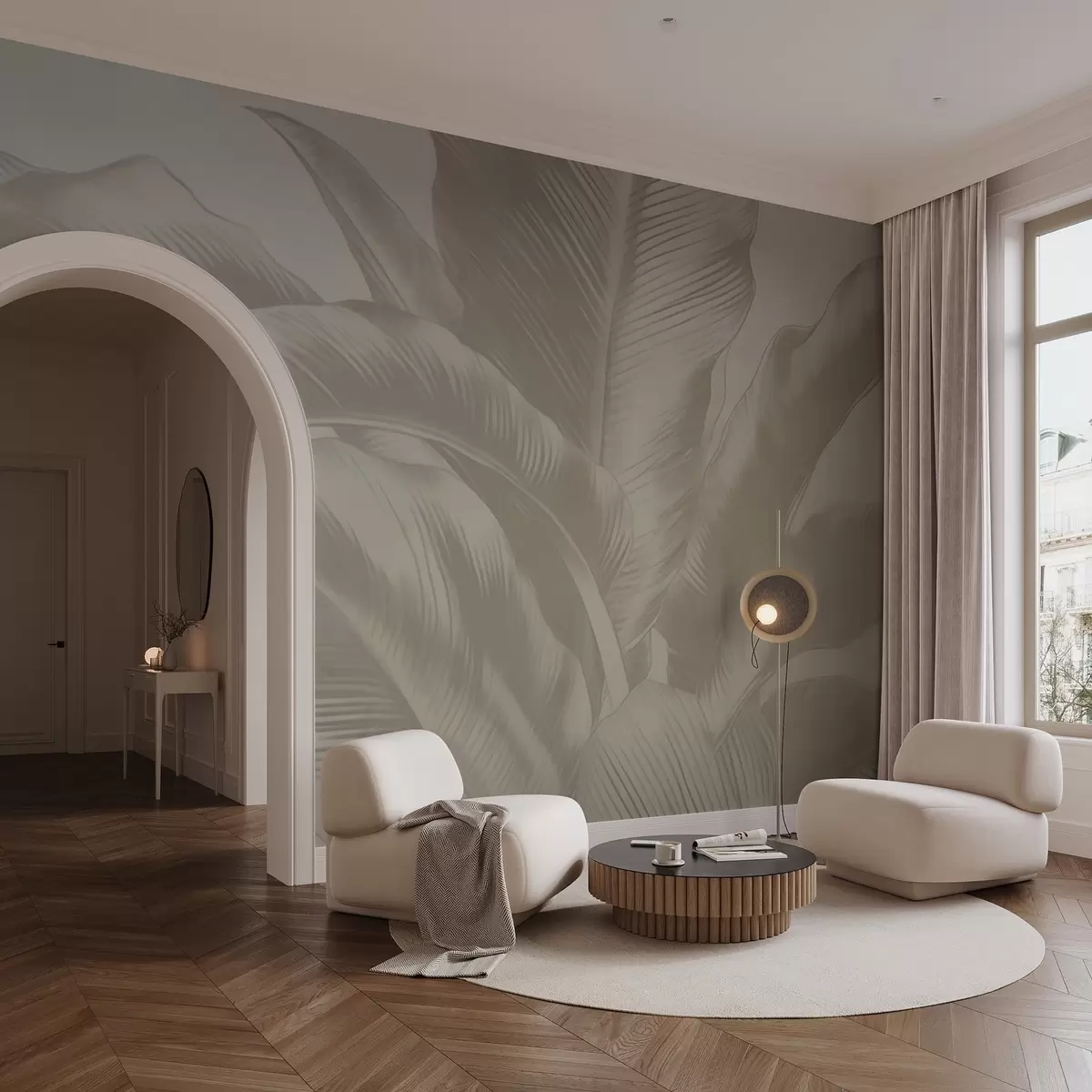 Фототапет Дълги листа, бананови листа с износен ефект w04827v4