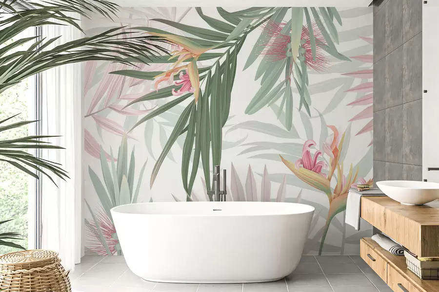 Фототапет Стрелиция в палмова листа w04896v2