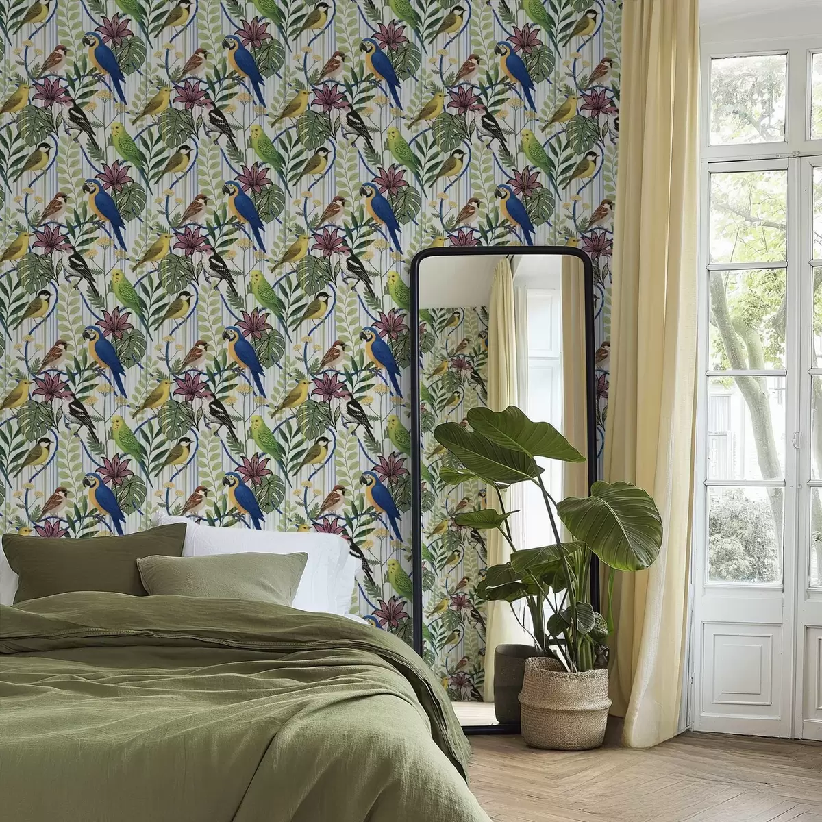 Тапети Ярки екзотични птици сред тропическата зеленина a00887