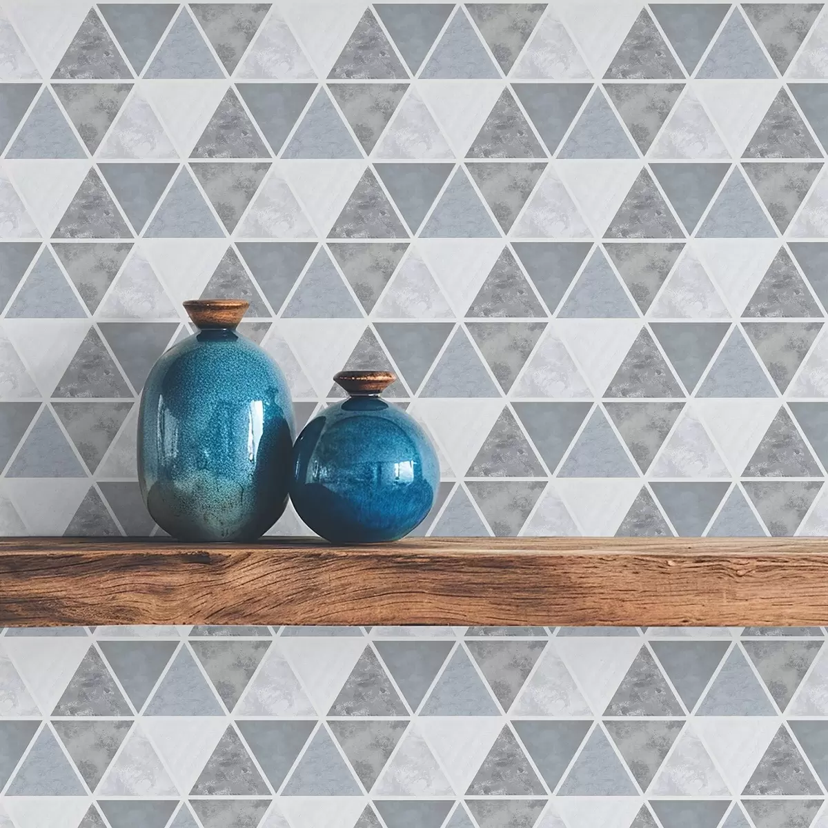 Тапети Триъгълна геометрия в хладни синьо-сиви тонове a00917v1