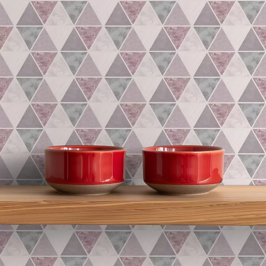 Фототапет Меки триъгълници в сиво-розови и прахообразни тонове a00918