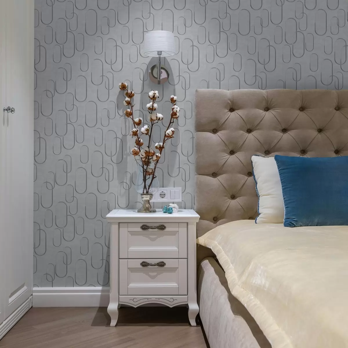 Тапети Светъл фон с удължени овали, сиви контури a00921