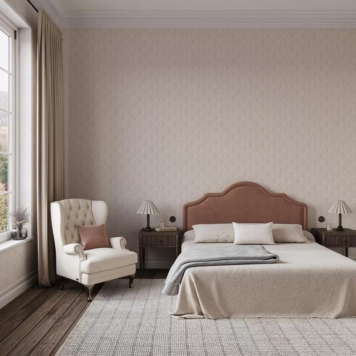 Тапети Малки аркови модули в топли кремаво-бежови нюанси a00924