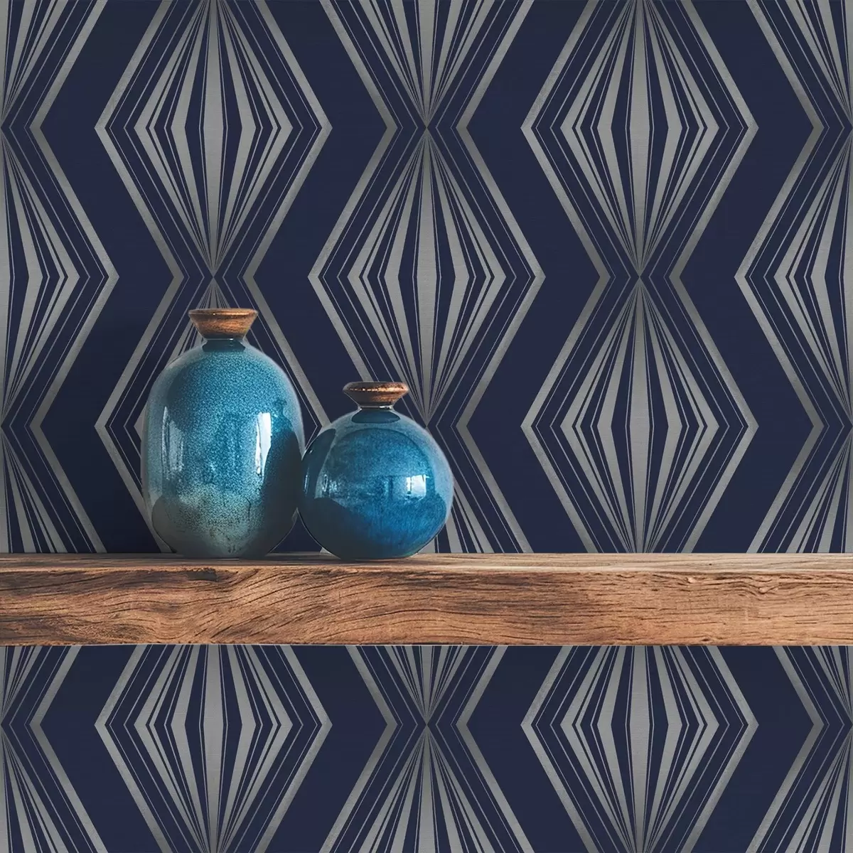 Тапети Геометрични диаманти, наподобяващи лъчи, на тъмно син фон a00925