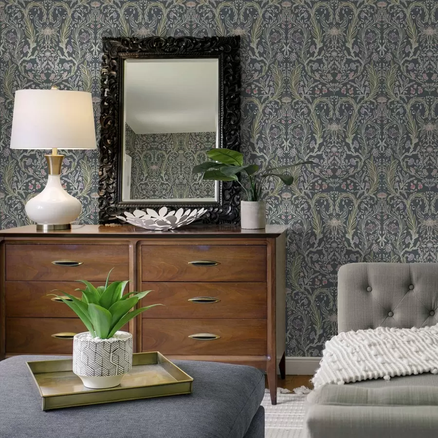 Фототапет Същият орнамент на хладен сиво-син фон a00928v1