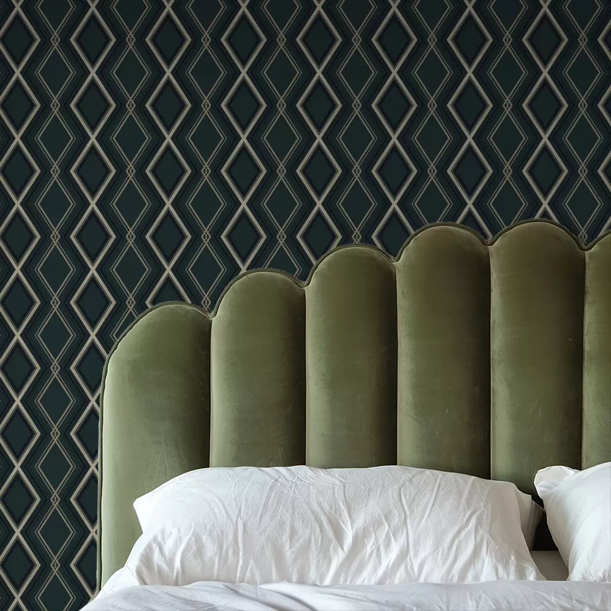 Тапети Тъмно синьо-зелен фон с повтаряща се ромбовидна мрежа a00975v1