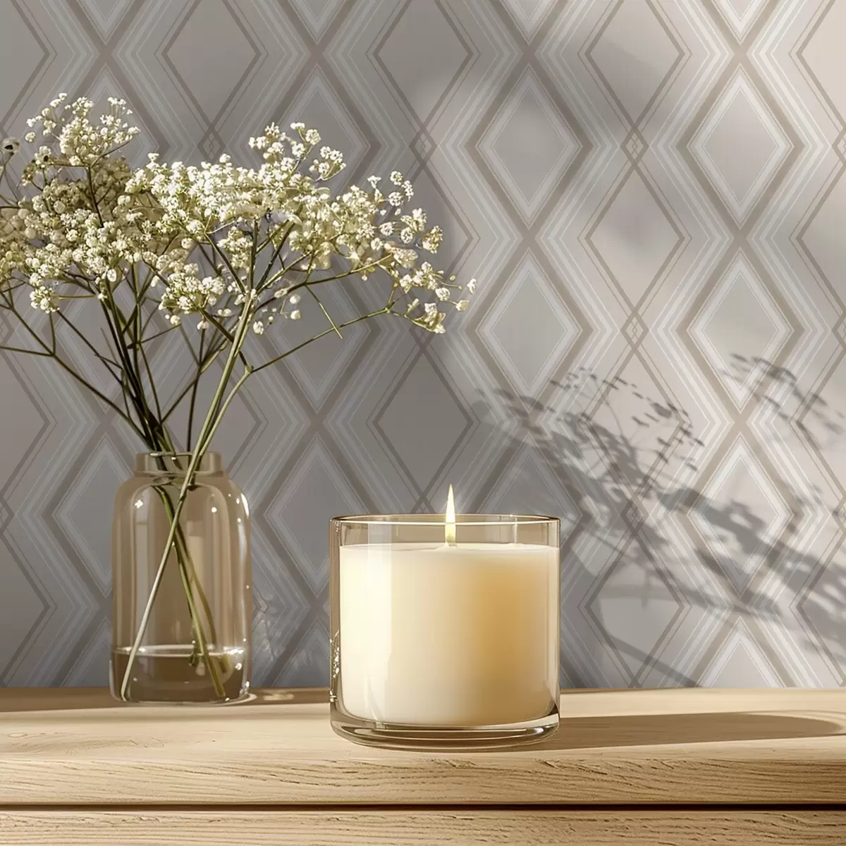 Тапети Светлобежов фон с многослойна диамантена решетка a00975v2