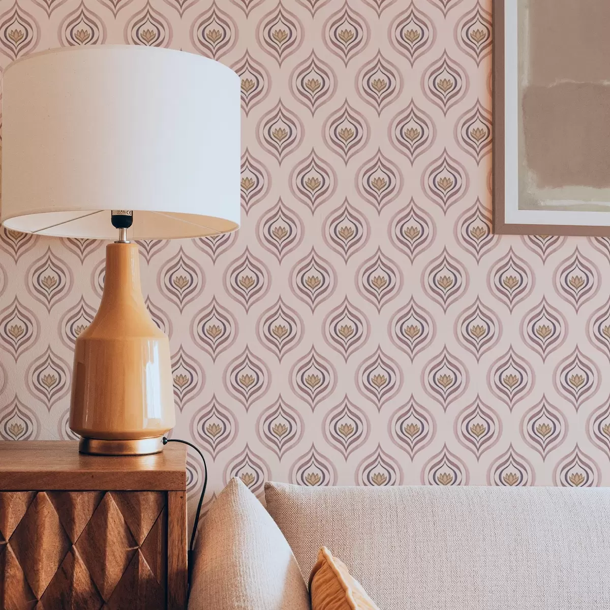 Тапети Ритмичен мотив с капка и цвете на прахообразен фон a00977