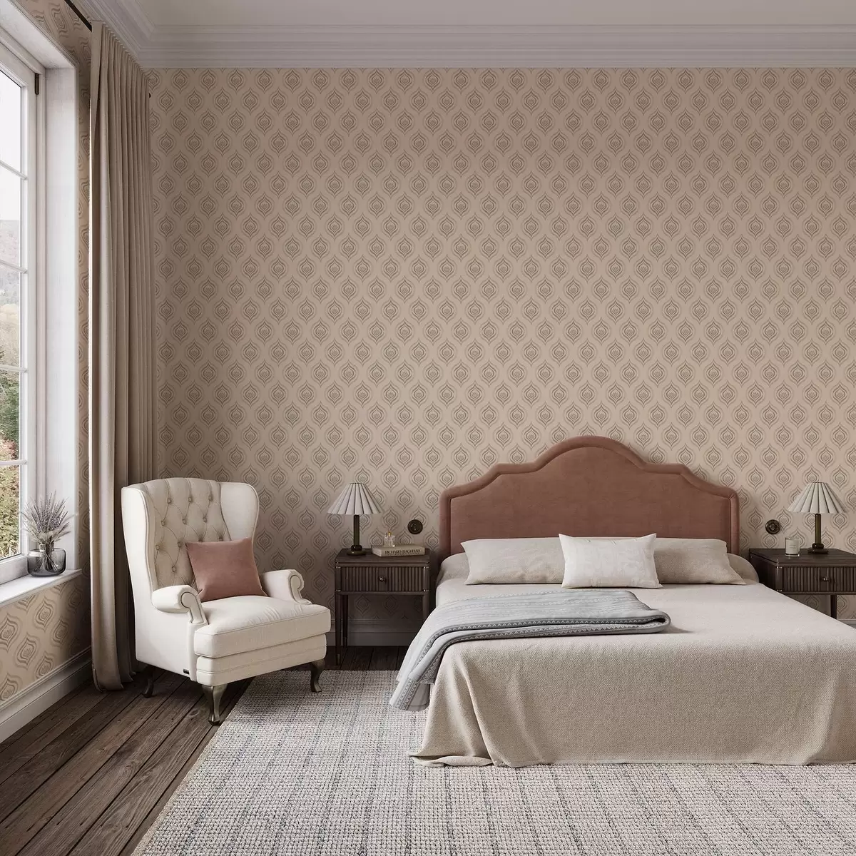 Тапети Мотиви от прахообразни капчици с цвете на топъл фон a00977v2