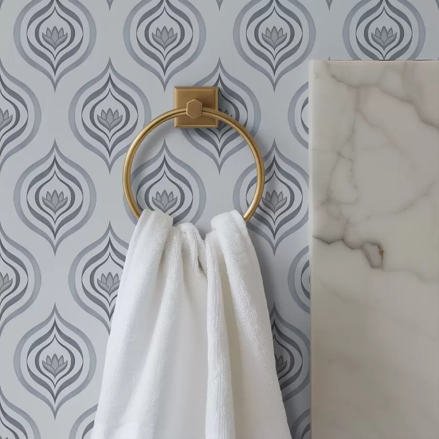 Фототапет Хубав мотив с капка и цвете в сиво-сини тонове a00977v3