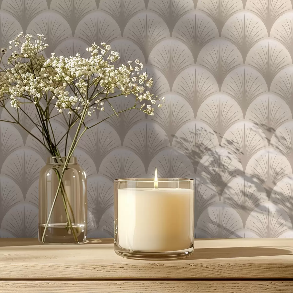 Тапети Бежови вентилаторни арки с фини лъчи на светъл фон a00978
